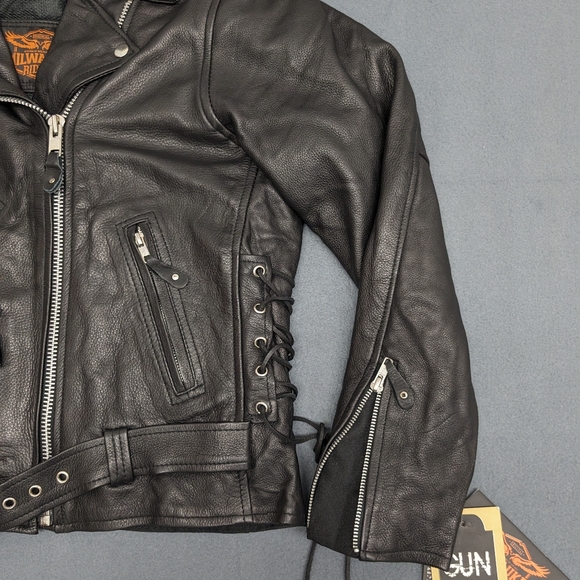 Milwaukee Riders Women's Leather Biker Jacket Size XL Asymmetrical - Picture 15 of 16